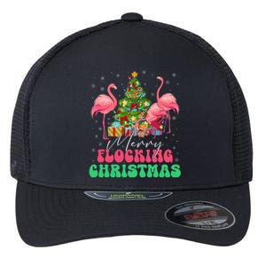 Merry Flocking Christmas Flamingo Xmas Gift Flexfit Unipanel Trucker Cap