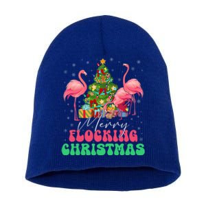 Merry Flocking Christmas Flamingo Xmas Gift Short Acrylic Beanie