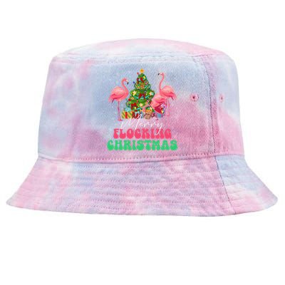 Merry Flocking Christmas Flamingo Xmas Gift Tie-Dyed Bucket Hat