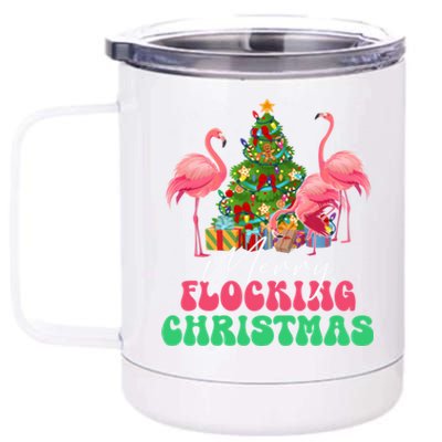 Merry Flocking Christmas Flamingo Xmas Gift 12 oz Stainless Steel Tumbler Cup