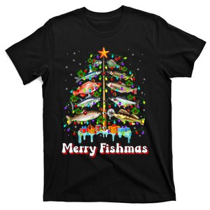 Merry Fishmas Christmas Tree Funny Fish Fishing Fisherman T-Shirt