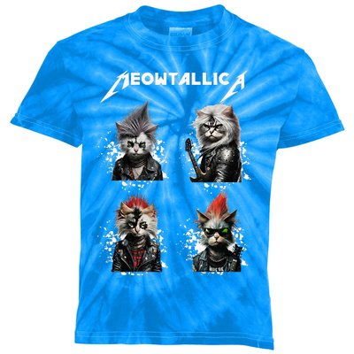 Meowtallica Funny Cat Music Kids Tie-Dye T-Shirt