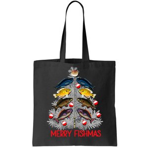 Merry Fishmas Christmas Tree Funny Fishing Lovers Party Tote Bag