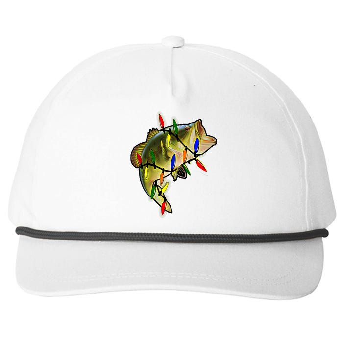 Merry Fishmas Christmas Tree Lights Bass Christmas Pajama Snapback Five-Panel Rope Hat