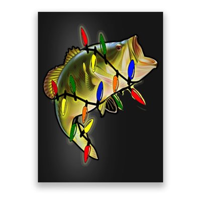 Merry Fishmas Christmas Tree Lights Bass Christmas Pajama Poster