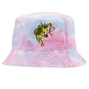 Merry Fishmas Christmas Tree Lights Bass Christmas Pajama Tie-Dyed Bucket Hat