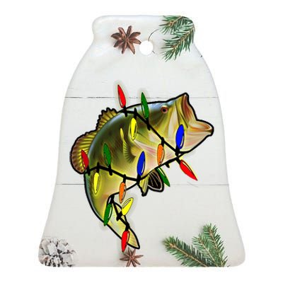 Merry Fishmas Christmas Tree Lights Bass Christmas Pajama Ceramic Bell Ornament