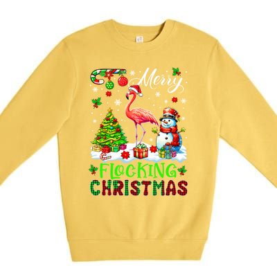 Merry Flocking Christmas Santa Flamingo Xmas Symbols Snow Gift Premium Crewneck Sweatshirt