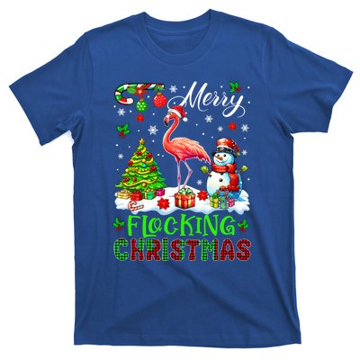 Merry Flocking Christmas Santa Flamingo Xmas Symbols Snow Gift T-Shirt