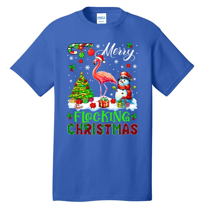 Merry Flocking Christmas Santa Flamingo Xmas Symbols Snow Gift Tall T-Shirt