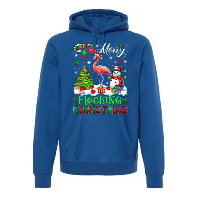 Merry Flocking Christmas Santa Flamingo Xmas Symbols Snow Gift Premium Hoodie