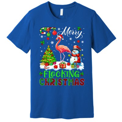 Merry Flocking Christmas Santa Flamingo Xmas Symbols Snow Gift Premium T-Shirt