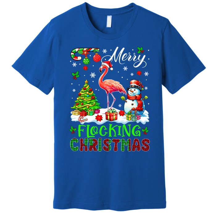 Merry Flocking Christmas Santa Flamingo Xmas Symbols Snow Gift Premium T-Shirt