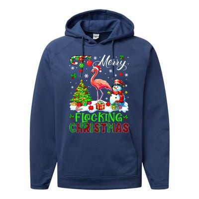 Merry Flocking Christmas Santa Flamingo Xmas Symbols Snow Gift Performance Fleece Hoodie