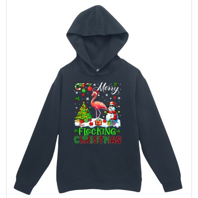 Merry Flocking Christmas Santa Flamingo Xmas Symbols Snow Gift Urban Pullover Hoodie