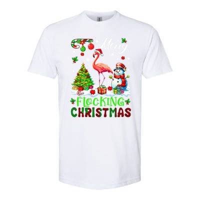 Merry Flocking Christmas Santa Flamingo Xmas Symbols Snow Gift Softstyle CVC T-Shirt