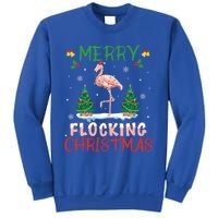 Merry Flocking Christmas Flamingo Pink In Santa Hat Gift Fun Funny Gift Sweatshirt