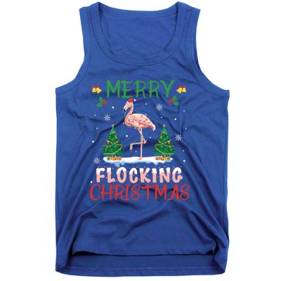 Merry Flocking Christmas Flamingo Pink In Santa Hat Gift Fun Funny Gift Tank Top