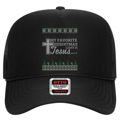My Favorite Christmas Light Is Jesus Christian Ugly Gift Trucker Hat