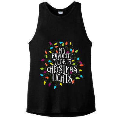 My Favorite Color Is Christmas Lights Gift Ladies PosiCharge Tri-Blend Wicking Tank
