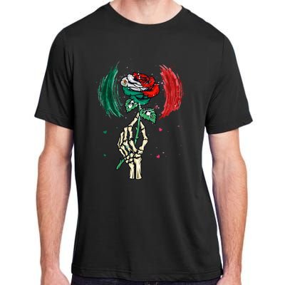 Mexico Flag Color Rose Flower Skeleton Hand Mexican Country Adult ChromaSoft Performance T-Shirt