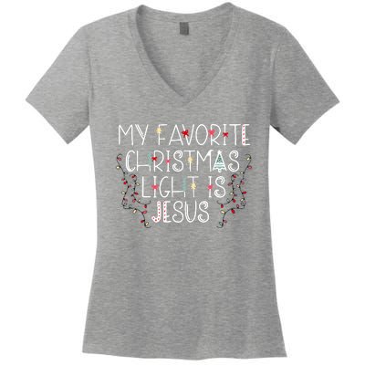 My Favorite Christmas Light Is Jesus Women's V-Neck T-Shirt