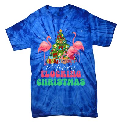 Merry Flocking Christmas Flamingo Xmas Gift Tie-Dye T-Shirt