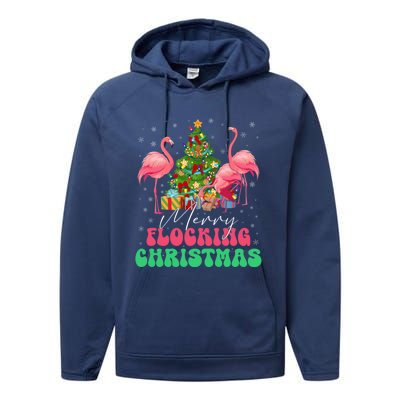 Merry Flocking Christmas Flamingo Xmas Gift Performance Fleece Hoodie