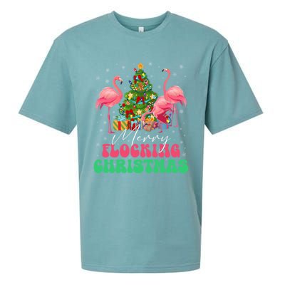 Merry Flocking Christmas Flamingo Xmas Gift Sueded Cloud Jersey T-Shirt