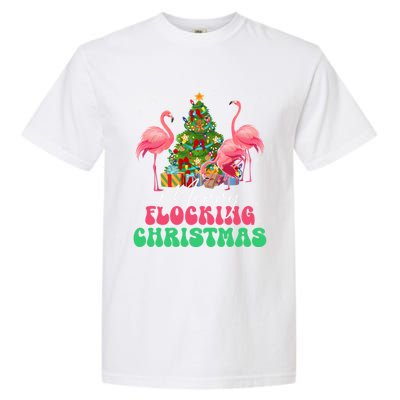 Merry Flocking Christmas Flamingo Xmas Gift Garment-Dyed Heavyweight T-Shirt