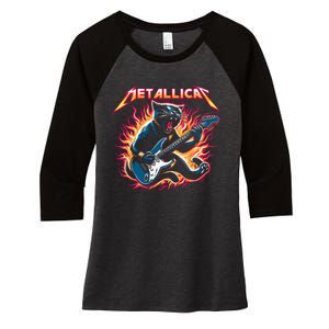 Metallicat Funny Cat Women's Tri-Blend 3/4-Sleeve Raglan Shirt