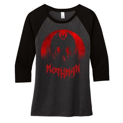 Mothman Folklore Cryptid Women's Tri-Blend 3/4-Sleeve Raglan Shirt