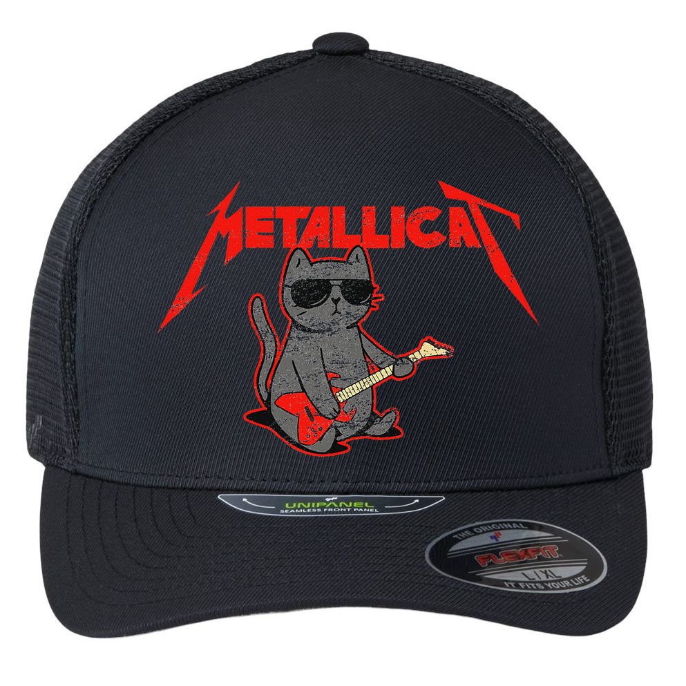 Metallicat Funny Cat Flexfit Unipanel Trucker Cap