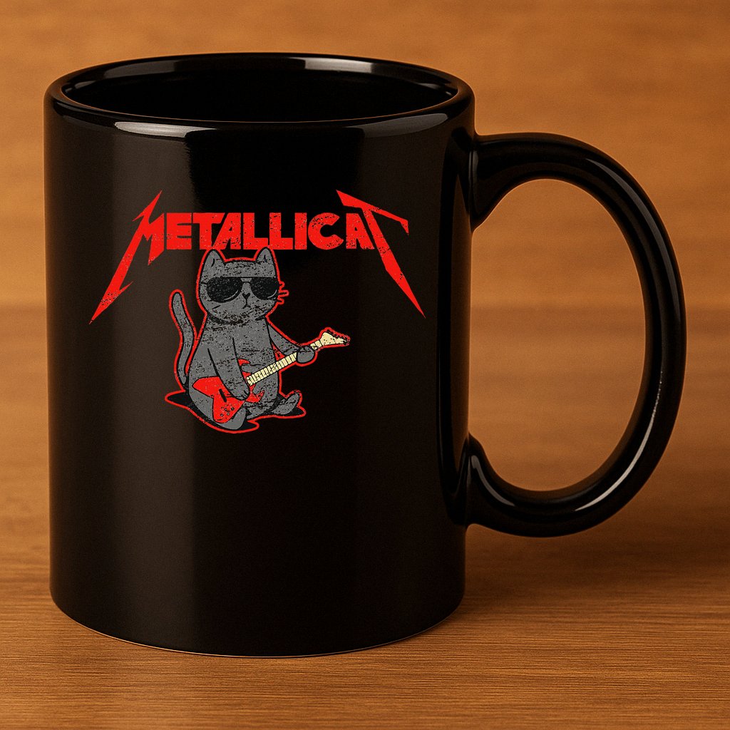 Metallicat Funny Cat 11oz C Handle Ceramic Mug