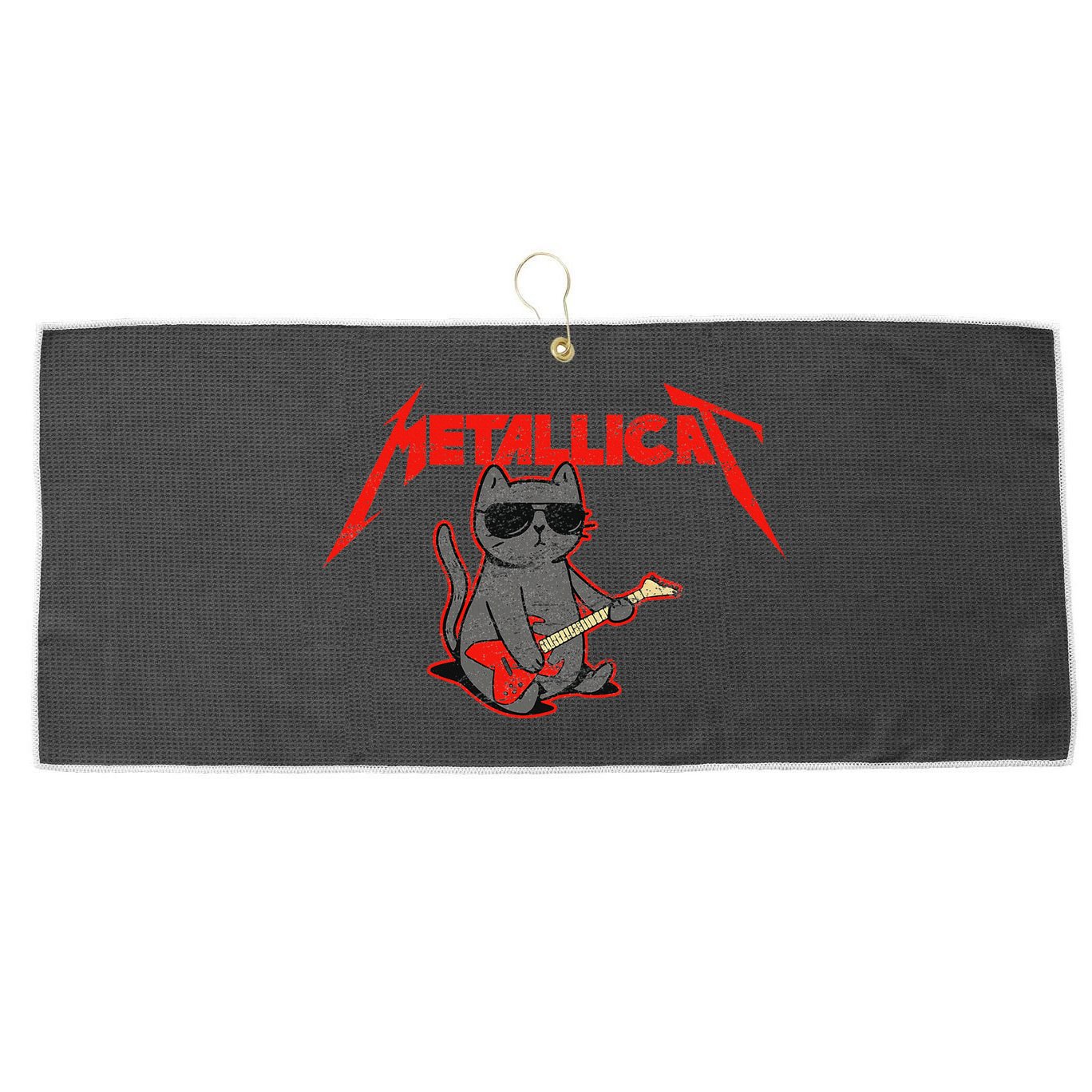 Metallicat Funny Cat Large Microfiber Waffle Golf Towel