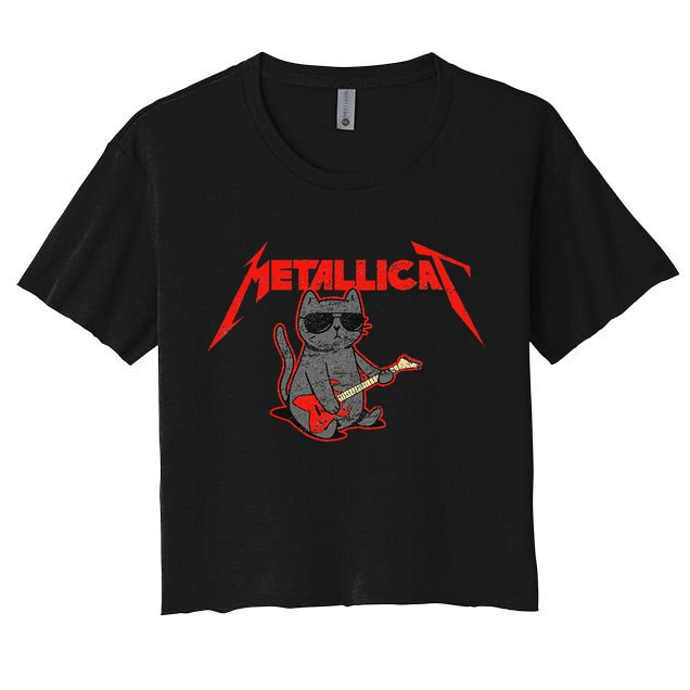 Metallicat Funny Cat Crop Top