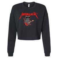 Metallicat Funny Cat Cropped Pullover Crew