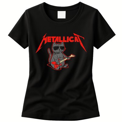 Metallicat Funny Cat Womens T-Shirt