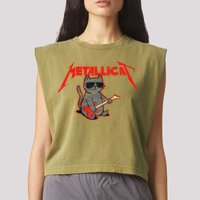 Metallicat Funny Cat Garment-Dyed Women's Muscle Tee