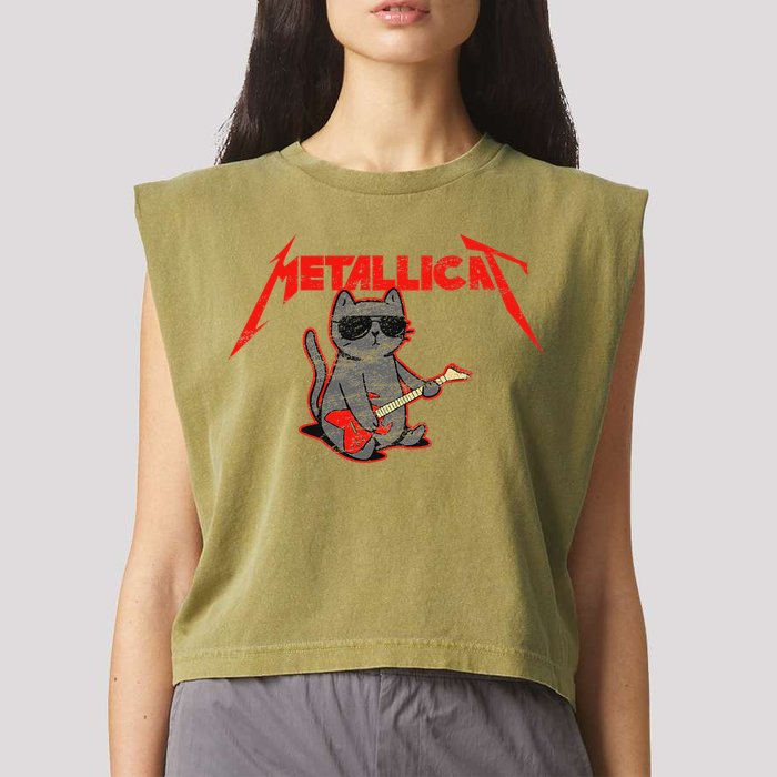 Metallicat Funny Cat Garment-Dyed Women's Muscle Tee