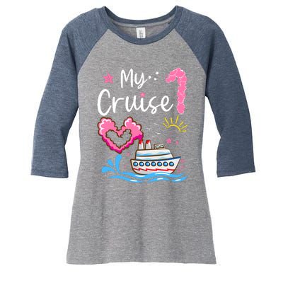 My First Cruise Girl Boy Funny Vacation Cruise Women's Tri-Blend 3/4-Sleeve Raglan Shirt