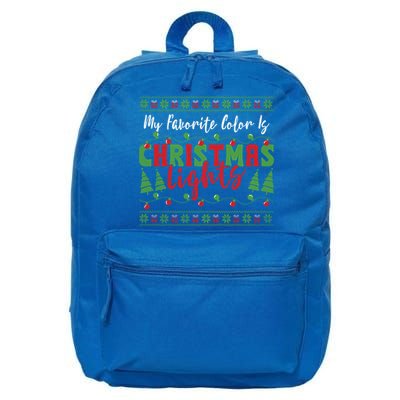 My Favorite Color Is Christmas Lights Funny Xmas Holiday Gift 16 in Basic Backpack