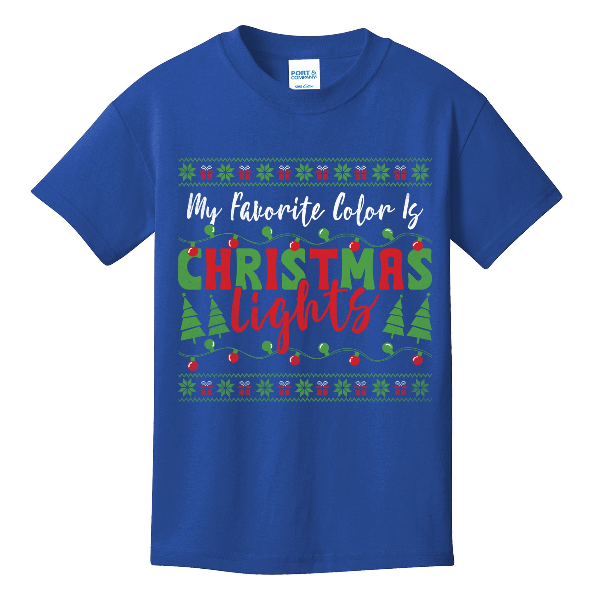 My Favorite Color Is Christmas Lights Funny Xmas Holiday Gift Kids T-Shirt