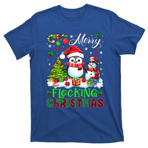 Merry Flocking Christmas Santa Penguin Xmas Symbols Snow Gift T-Shirt