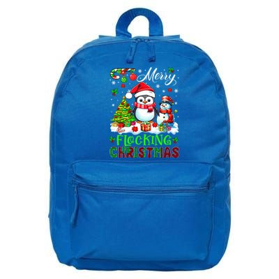 Merry Flocking Christmas Santa Penguin Xmas Symbols Snow Gift 16 in Basic Backpack