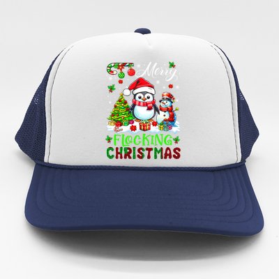 Merry Flocking Christmas Santa Penguin Xmas Symbols Snow Gift Trucker Hat