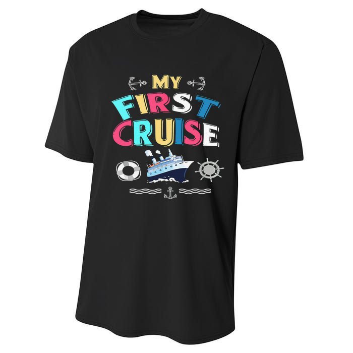 My First Cruise Girls And Boys Rookie Travelers  Performance Sprint T-Shirt