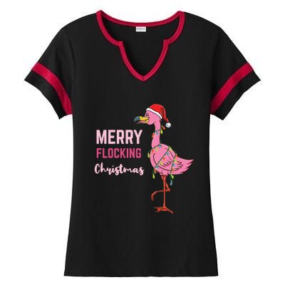 Merry Flocking Christmas Gift Ladies Halftime Notch Neck Tee