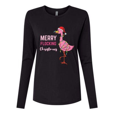 Merry Flocking Christmas Gift Womens Cotton Relaxed Long Sleeve T-Shirt