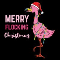 Merry Flocking Christmas Gift Drawstring Bag
